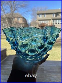 Antique Blue Hobnail Glass Victorian Oil Lamp Shade 4 Fitter Art Glass Gas