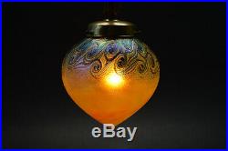 Antique Bohemian ART NOUVEAU 1920's Iridescent Glass CEILING LIGHT LAMP Fixture