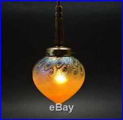 Antique Bohemian ART NOUVEAU 1920's Iridescent Glass CEILING LIGHT LAMP Fixture