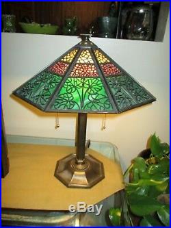 Antique Bradley Hubbard Arts Crafts Electric Table Lamp Murano Glass