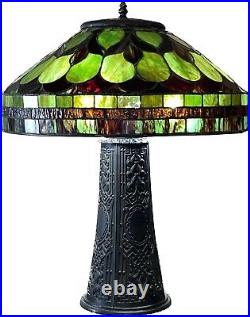 Antique Bradley & Hubbard Arts & Crafts Stained Glass Table Lamp