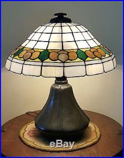 Antique Bradley & Hubbard B&H Slag Leaded Art Glass Lamp Handel Tiffany Era