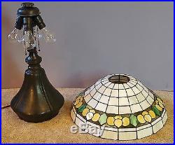 Antique Bradley & Hubbard B&H Slag Leaded Art Glass Lamp Handel Tiffany Era