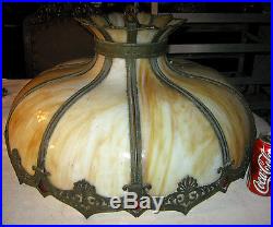 Antique Bradley Hubbard Ceiling Light Lamp Panel Art Glass Chandelier Sconce B&h