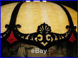Antique Bradley Hubbard Ceiling Light Lamp Panel Art Glass Chandelier Sconce B&h