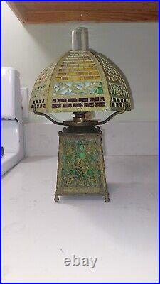 Antique Bradley Hubbard Green Frogskin Oil Lamp