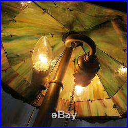 Antique Bradley & Hubbard Slag Glass Lamp Signed B&H 1908 Pat Date Arts & Crafts