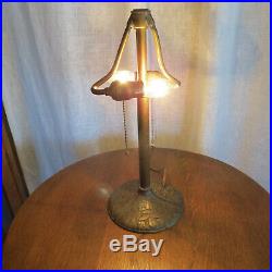 Antique Bradley & Hubbard Slag Glass Lamp Signed B&H 1908 Pat Date Arts & Crafts