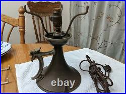 Antique Bradley Hubbard Style Lamp With Murano Slag Glass Shade Arts and Crafts