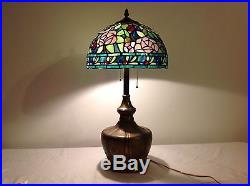 Antique Bradley and Hubbard Table Lamp Arts & Crafts Slag Glass Tiffany Shade