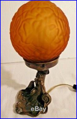 Antique Carnival 1909 New York Art Deco Lady Figural Lamp #1960