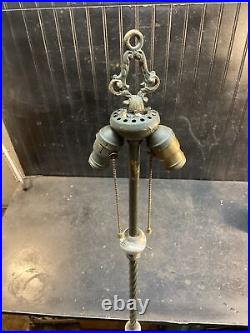 Antique Cast Iron Floor Lamp, Slag Glass Ball Art Deco Lightning