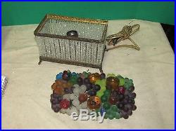 Antique Ccech Art Deco Glass Fruit Basket Lamp Czechoslovakia