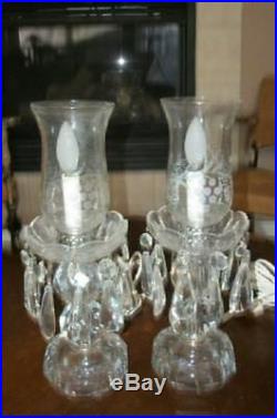 Antique Chunky Crystal Glass Prisms Boudoir Lamps Art Deco Glam Chic Shabby 14
