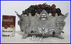 Antique Czech Art Glass Fruit Figural Footed Metal Art Nouveau Basket Lamp yqz