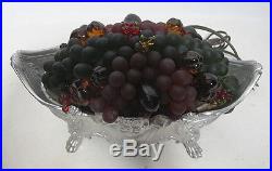 Antique Czech Art Glass Fruit Figural Footed Metal Art Nouveau Basket Lamp yqz
