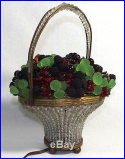 Antique Czechoslovakia Czech Glass Fruit Lamp Art Nouveau