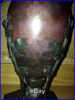 Antique Daum Nancy France Cameo Glass / Bronze Lamp Light Original