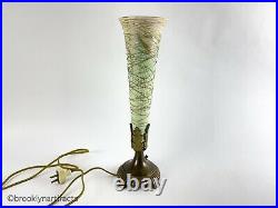 Antique Durand Pulled Feather Art Glass Torchiere Lamp with Gold Enamel