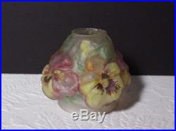 Antique Early 20thC Pairpoint Puffy Pansies Art Glass Wood Base Candle Lamp