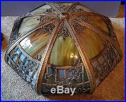 Antique Empire Arts & Crafts Leaded Slag Stained Art Glass Lamp Handel Era