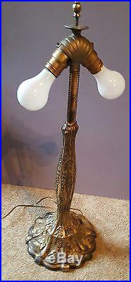 Antique Empire Arts & Crafts Leaded Slag Stained Art Glass Lamp Handel Era