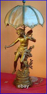 Antique FRENCH ART NOUVEAU Figural PARLOR LAMP Male Farie/ Angel -signed