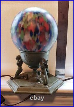 Antique Farberware Art Deco CUBIST FIGURAL Accent Lamp