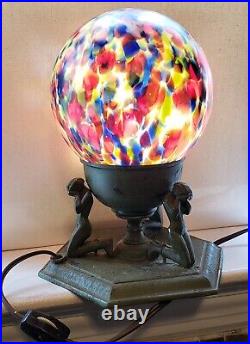 Antique Farberware Art Deco CUBIST FIGURAL Accent Lamp