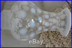 Antique Fenton French Opalescent Coin Dot Pancake Lamp