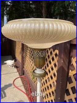 Antique Floor Lamp Art Deco Torchiere Ornate Brass with 16 Glass shade