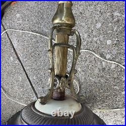 Antique Floor Lamp Art Deco Torchiere Ornate WithAlabaster On Base 16 Glass shade