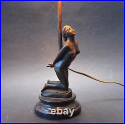 Antique French ART DECO ART NOUVEAU 1920's Lamp with Nude Figure