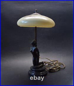 Antique French ART DECO ART NOUVEAU 1920's Lamp with Nude Figure