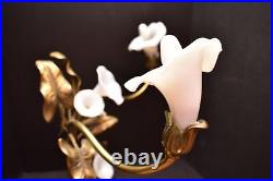 Antique French Art Nouveau Table Lamp Floral White Glass Flower 17.5Calla Lily