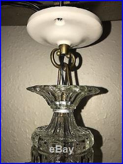 Antique Glass Light Fixture Frosted Sunflower Art Deco Hanging Lamp Restored