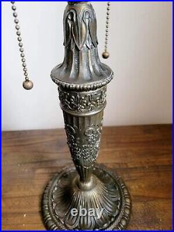 Antique Gorgeous Art Nouveau c. 1915 Signed Salem Bros, NY Green Slag Glass Lamp