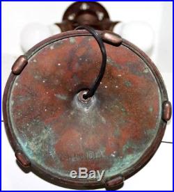 Antique Handel Bronze Arts & Crafts Leaded Slag Glass Lamp. B&h / Tiffany Era