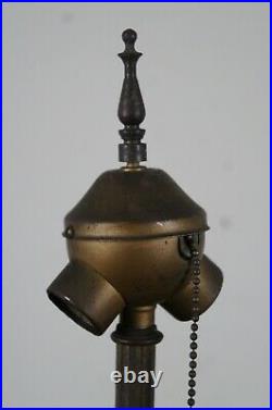 Antique Houze Art Deco Pink Glass Brass Smoke Stand Ashtray Floor Lamp Light 62
