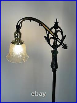 Antique Hubbell 1912 Bridge Floor Lamp Vtg Art Deco Victorian Industrial, Black