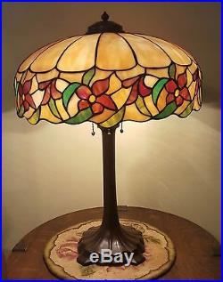 Antique J A Whaley Arts & Crafts Leaded Slag Stained Art Glass Handel Era Lamp