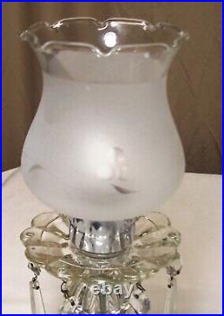 Antique Lamp Pair Glass Shade Vtg Light Fixture MCM Art Slip Rewired USA #A11