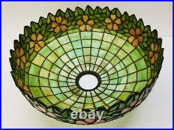 Antique Lamp Unique Art Glass Ny Periwinkle Stained Glass Shade on Handel Base