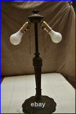 Antique Lamp slag caramel 8 sided panels 2 way table lamp