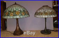 Antique Leaded Stained Slag Glass Arts & Crafts Unique Handel Table Lamp
