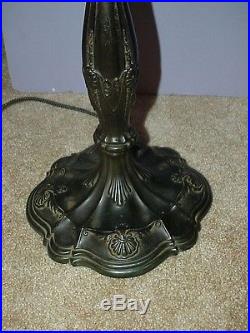 Antique Leaded Stained Slag Glass Arts & Crafts Wilkinson Lamp Handel Era