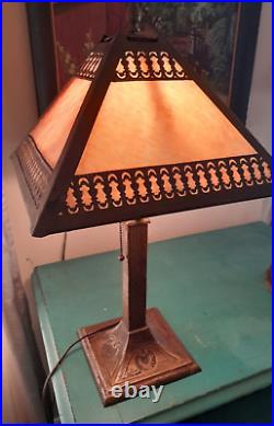 Antique Mission Arts & Crafts Salem Bros NY Slag Glass Lamp