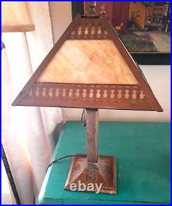 Antique Mission Arts & Crafts Salem Bros NY Slag Glass Lamp