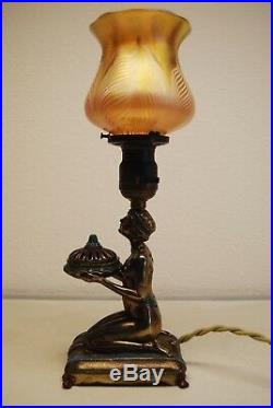 Antique Old Figural Aronson Egyptian Revival 1923 Art Deco Nouveau Erotic Lamp