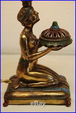 Antique Old Figural Aronson Egyptian Revival 1923 Art Deco Nouveau Erotic Lamp